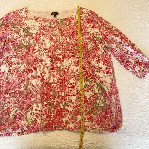 Talbots Floral 3/4 Sleeve Cotton Blend Top - 1X - Picture 8 of 9